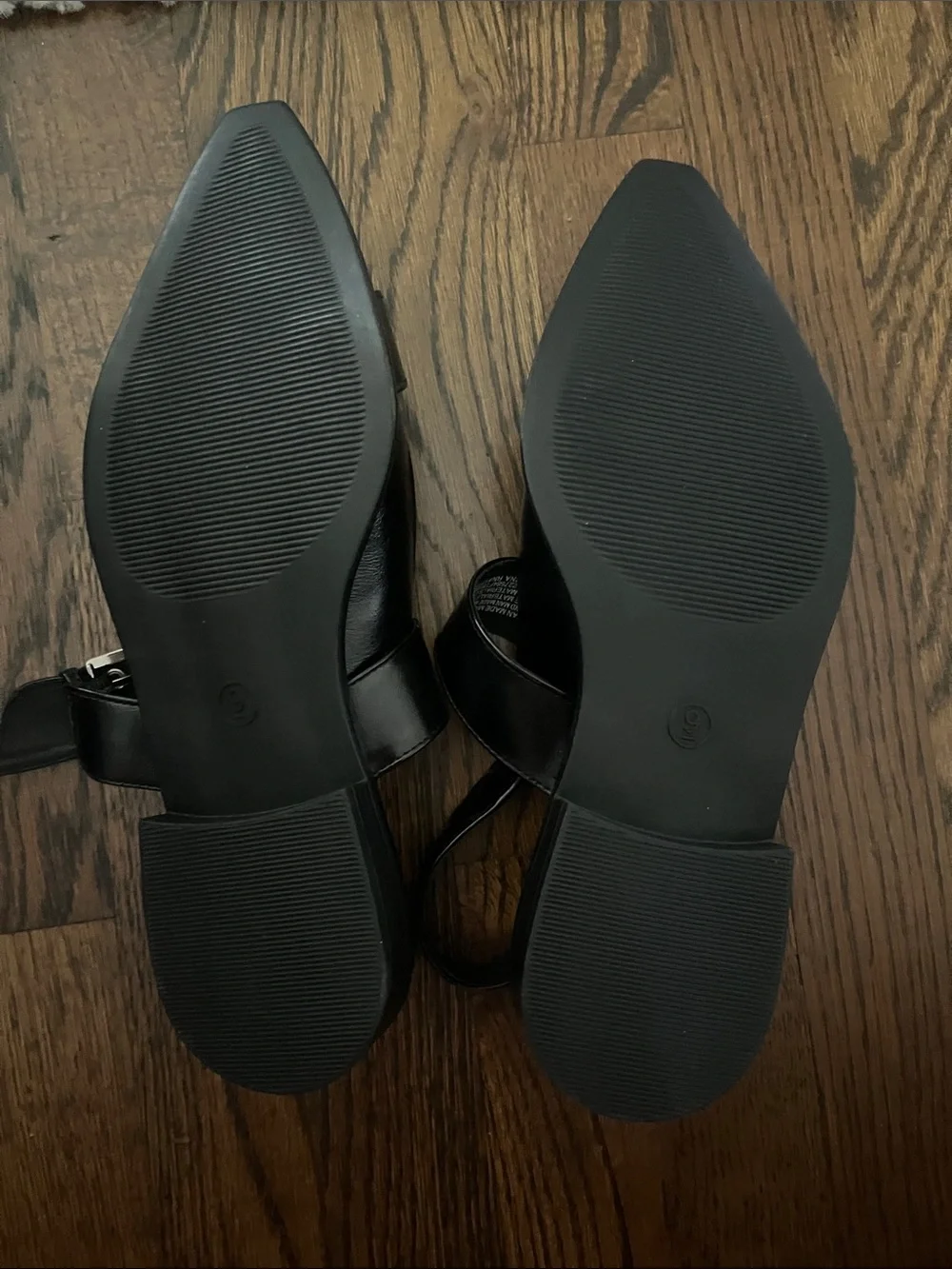 Black Pointed Buckle Flats - Women's